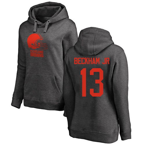 Cleveland Browns Odell Beckham Jr Women Ash Jersey 13 NFL Football One Color Pullover Hoodie Sweatshirt